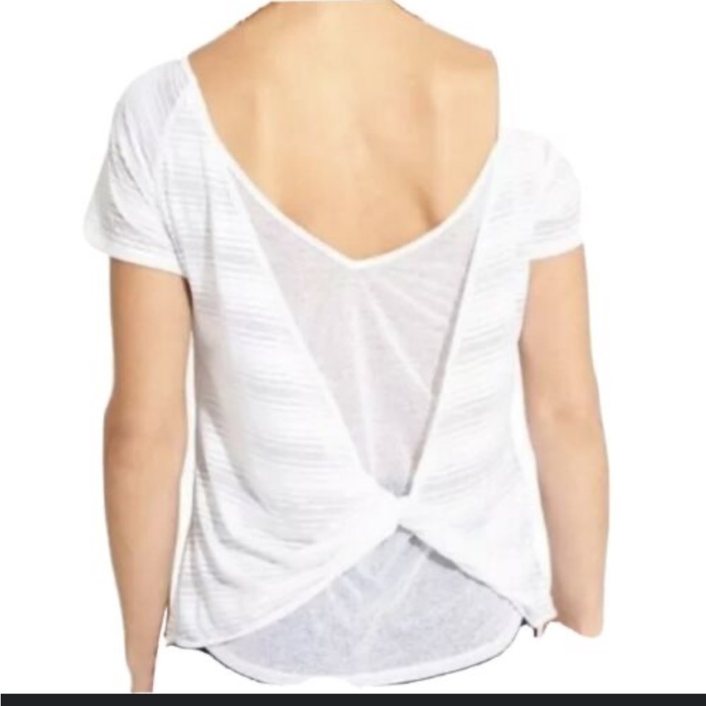 Athleta Sun Stripe Tee White - Picture 2 of 7